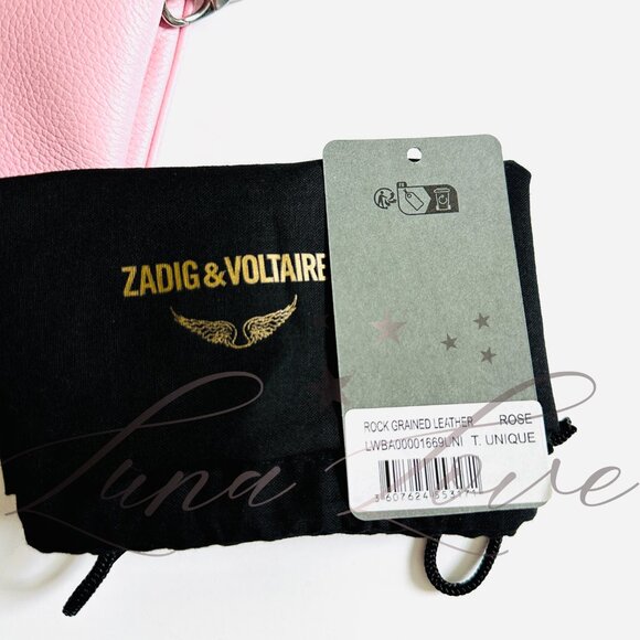 ZADIG & VOLTAIRE Logo Plaque Leather Shoulder Crossbody Bag In Rose NWT - Picture 9 of 9